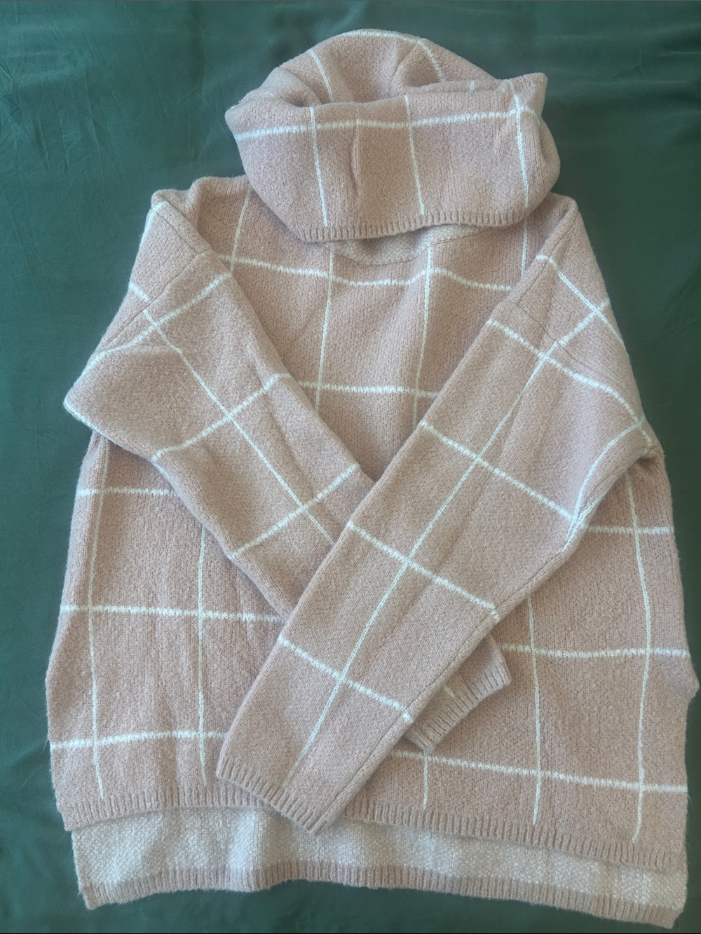 Lulu's Blush Windowpane Turtleneck Sweater